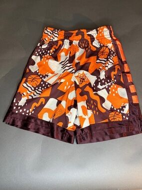 Nike Boys' Dri-FIT Basketball Shorts - Orange Abstract Camo Print - Size Medium